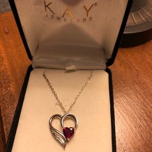 Kay Jewelers Silver necklace red gem - beautiful